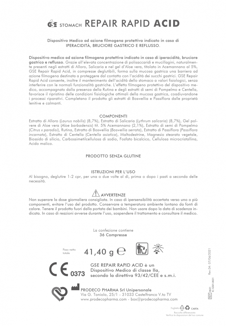 FI.0631.GS0.GSE Repair Rapid Acid 36 COMPRESSE.bugiardino.Rev.03.29.12.20