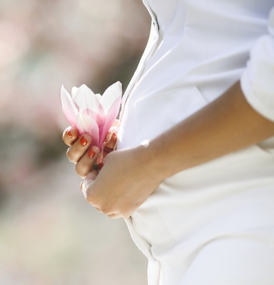 belly pregnant woman flower