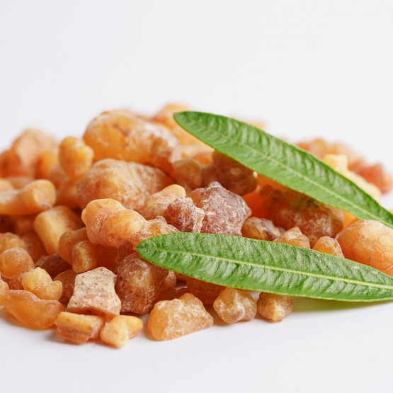 frankincense or olibanum aromatic resin isolated on white background used in incense and perfumes